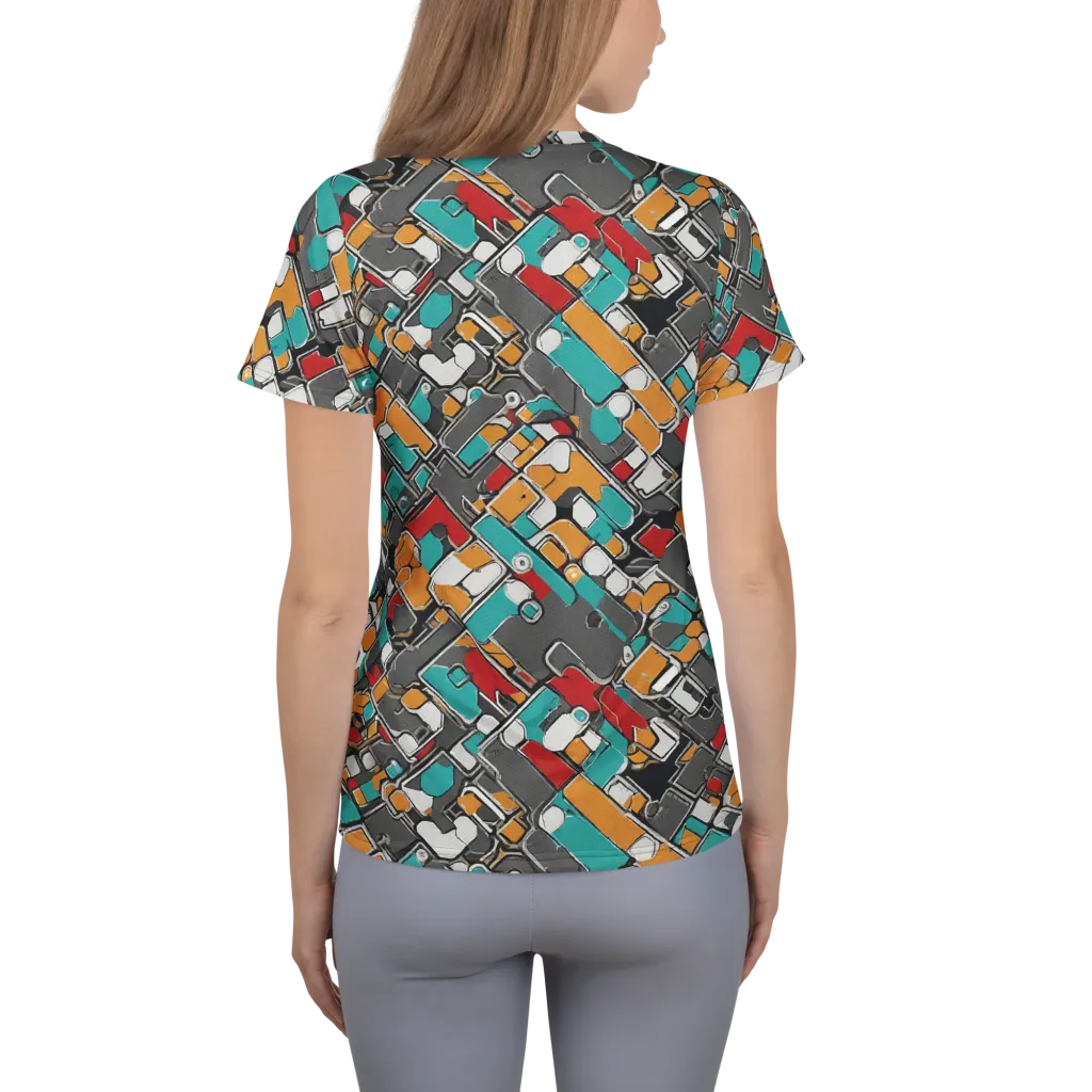 Neon Switchboard on Women's Athletic T-Shirt — Back