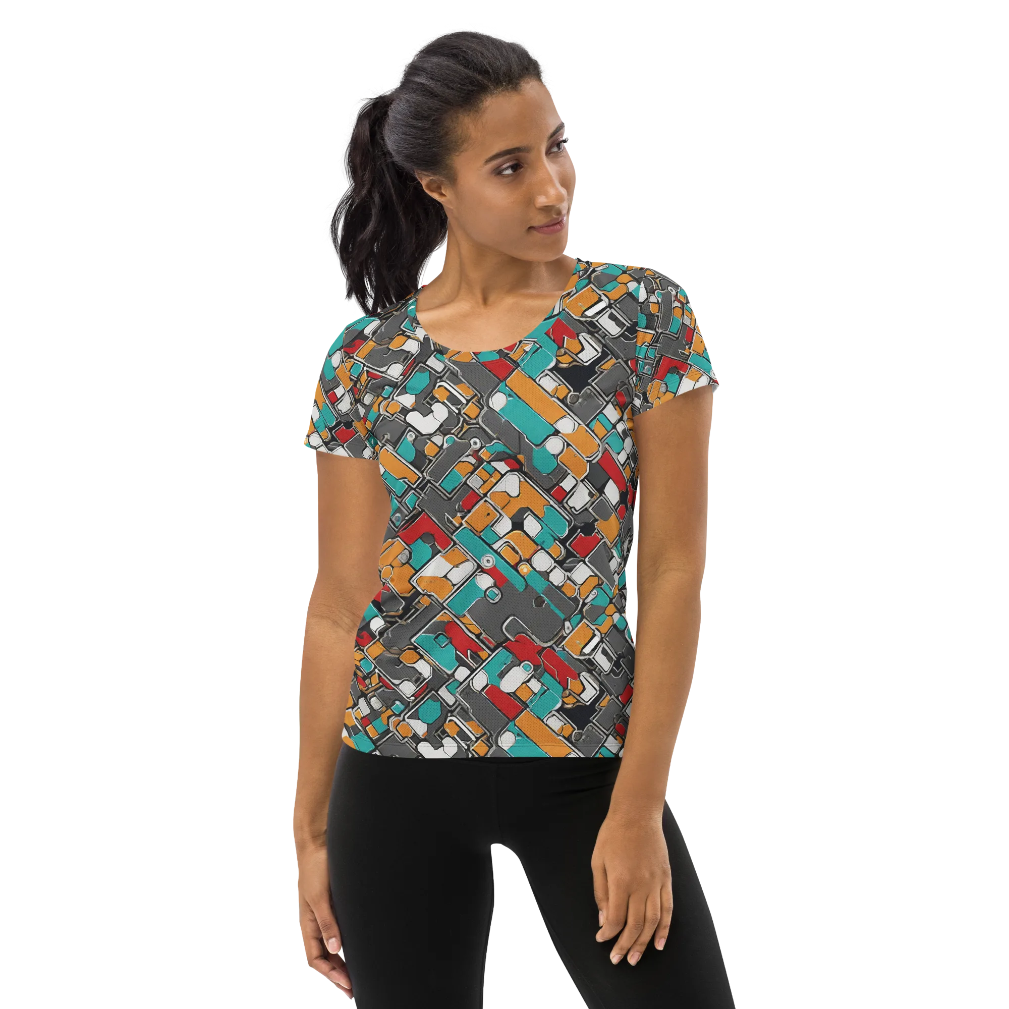 Neon Switchboard on Women's Athletic T-Shirt — Front