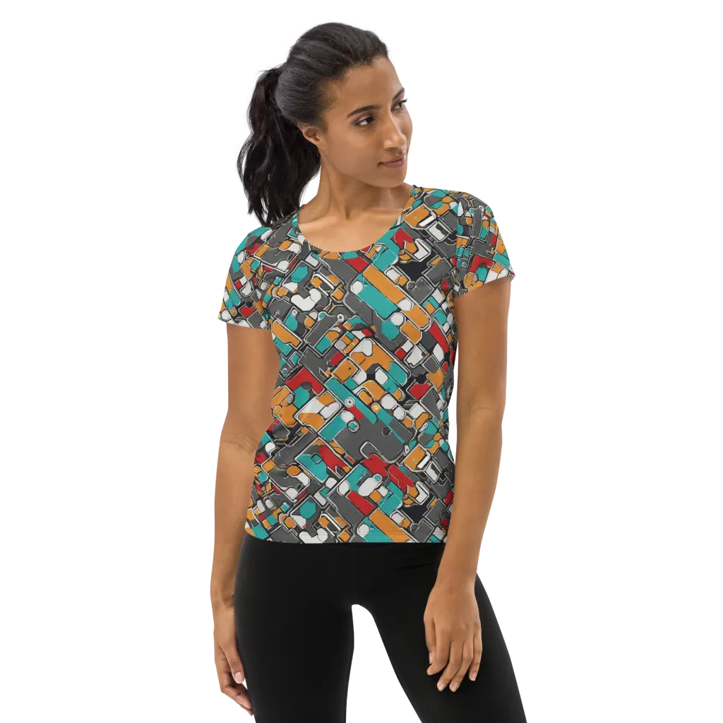 Neon Switchboard on Women's Athletic T-Shirt — Front