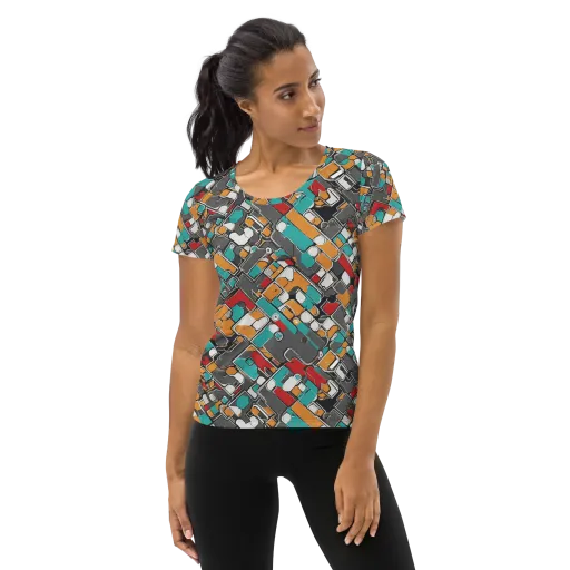 Neon Switchboard on a Women's Athletic T-Shirt