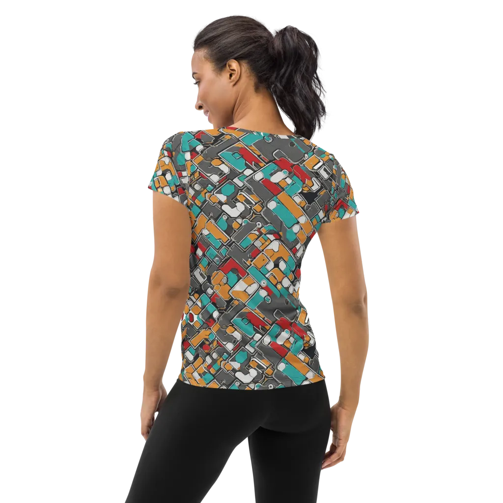 Neon Switchboard on Women's Athletic T-Shirt — Back
