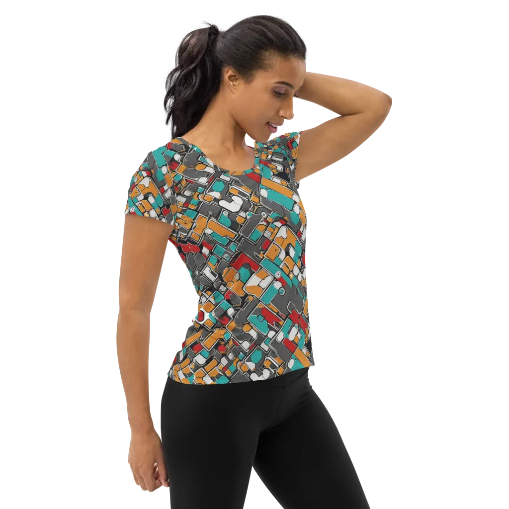 Neon Switchboard on Women's Athletic T-Shirt — Right