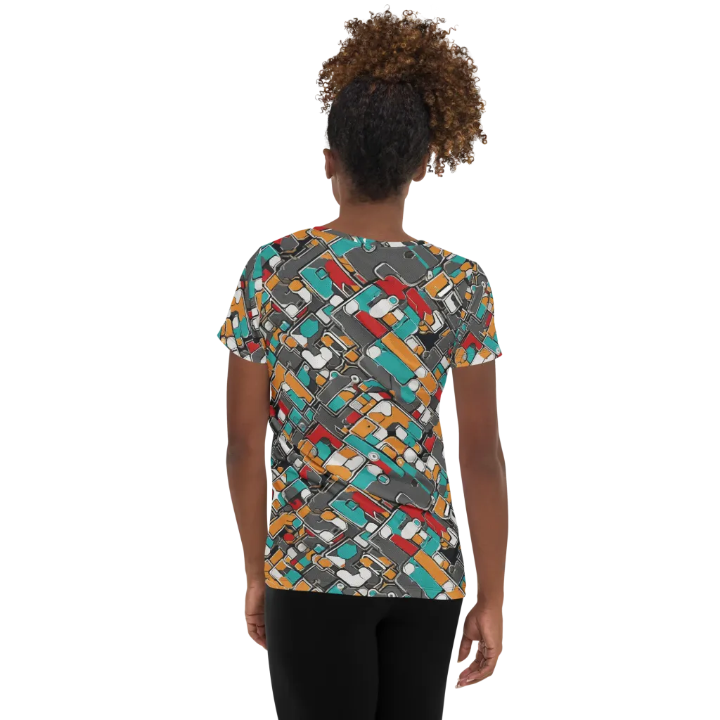 Neon Switchboard on Women's Athletic T-Shirt — Back