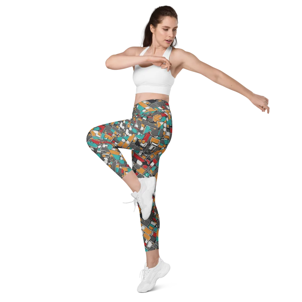 Neon Switchboard on Leggings with Pockets — Left Front