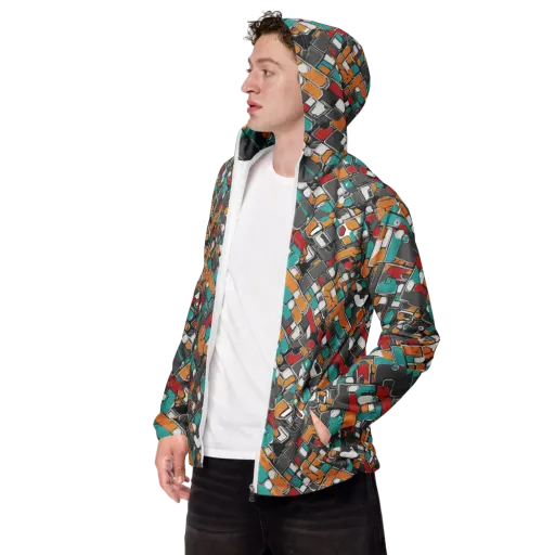 Neon Switchboard on a Men's Windbreaker