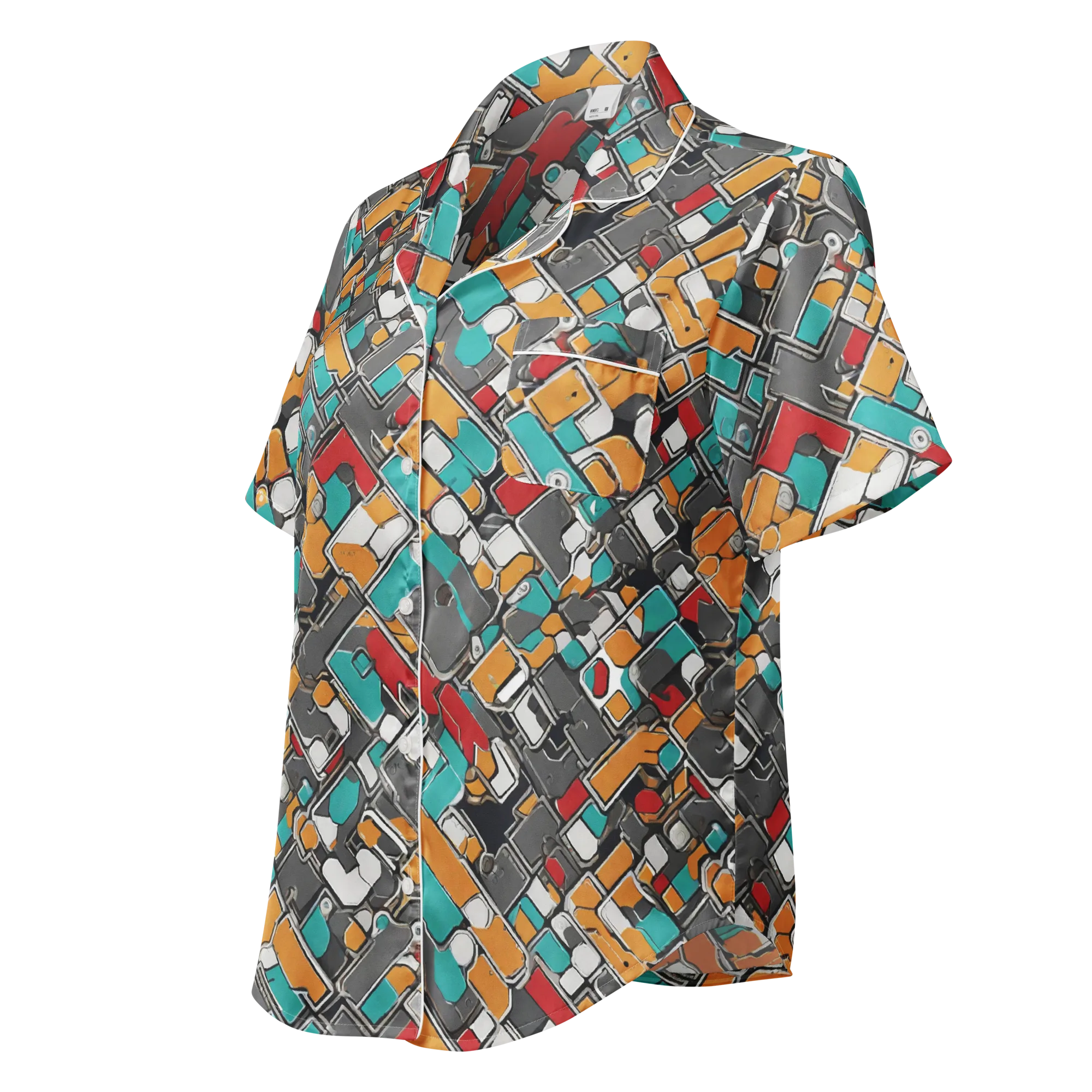Neon Switchboard on Women's Short Sleeve Pajama Top — Left Front