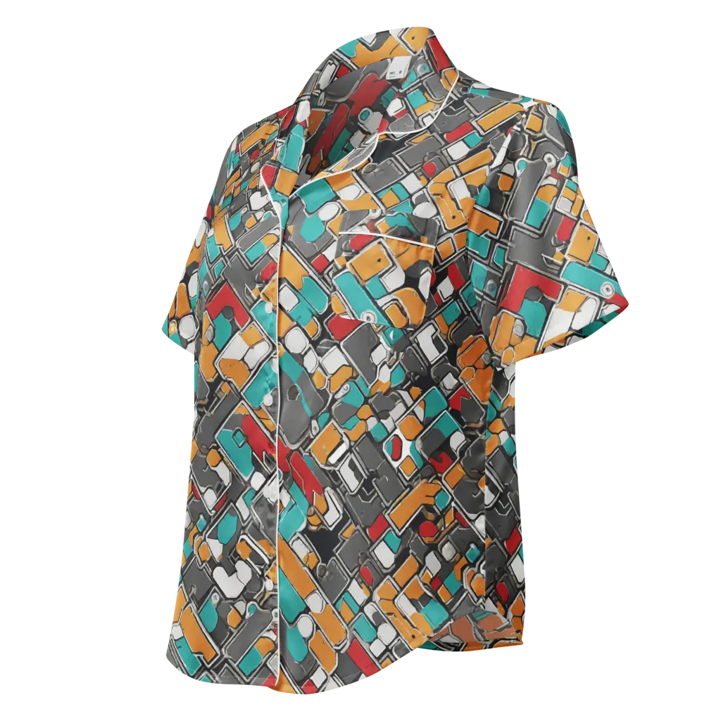 Neon Switchboard on Women's Short Sleeve Pajama Top — Left Front