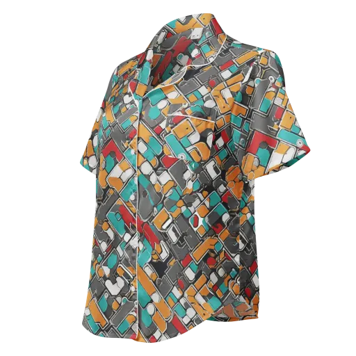 Neon Switchboard on a Women's Short Sleeve Pajama Top