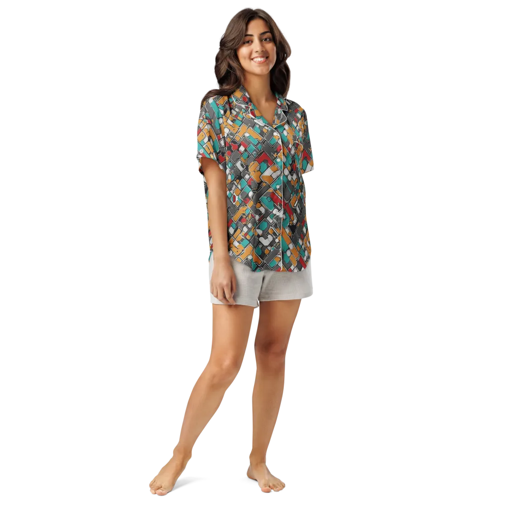 Neon Switchboard on Women's Short Sleeve Pajama Top — Front