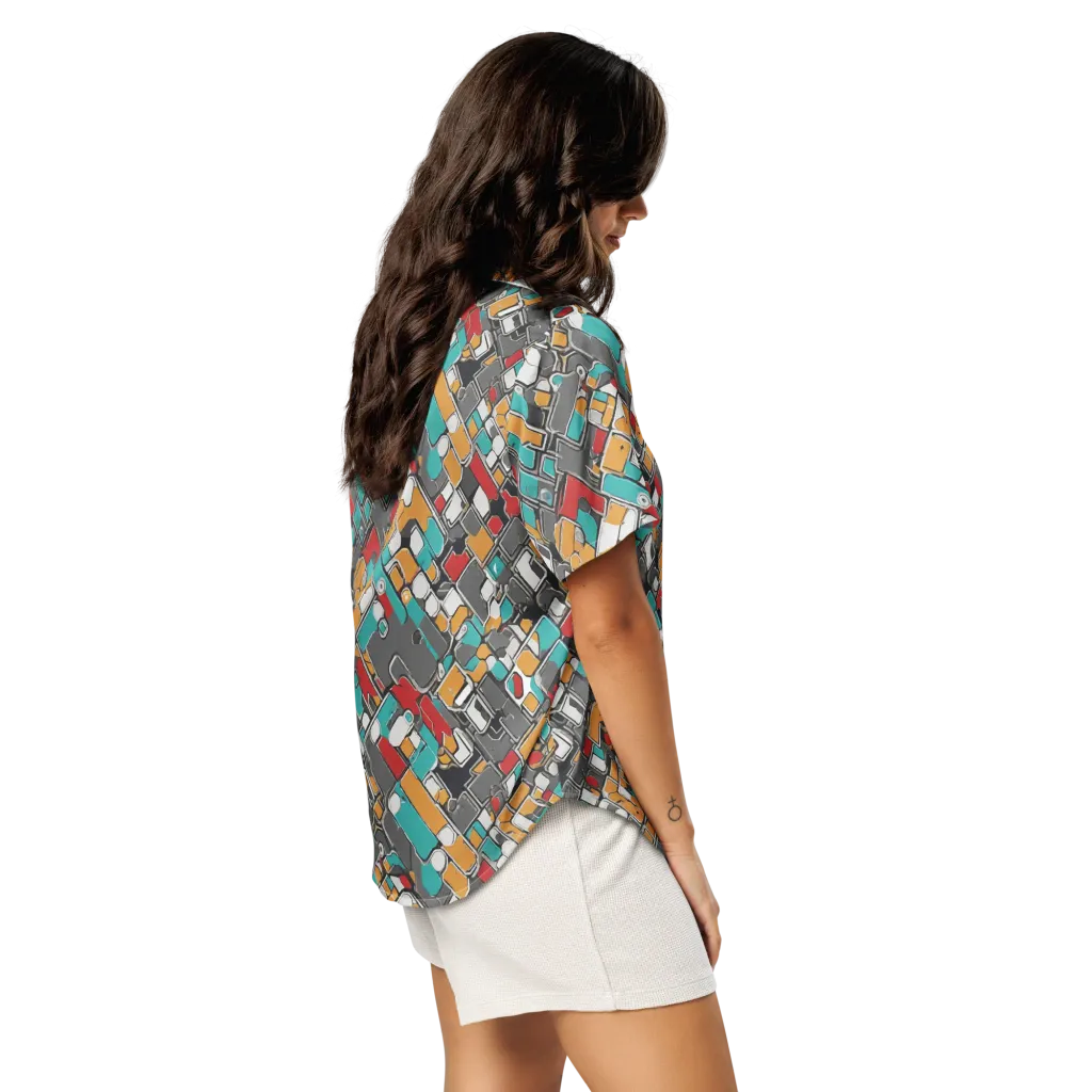 Neon Switchboard on Women's Short Sleeve Pajama Top — Right Back