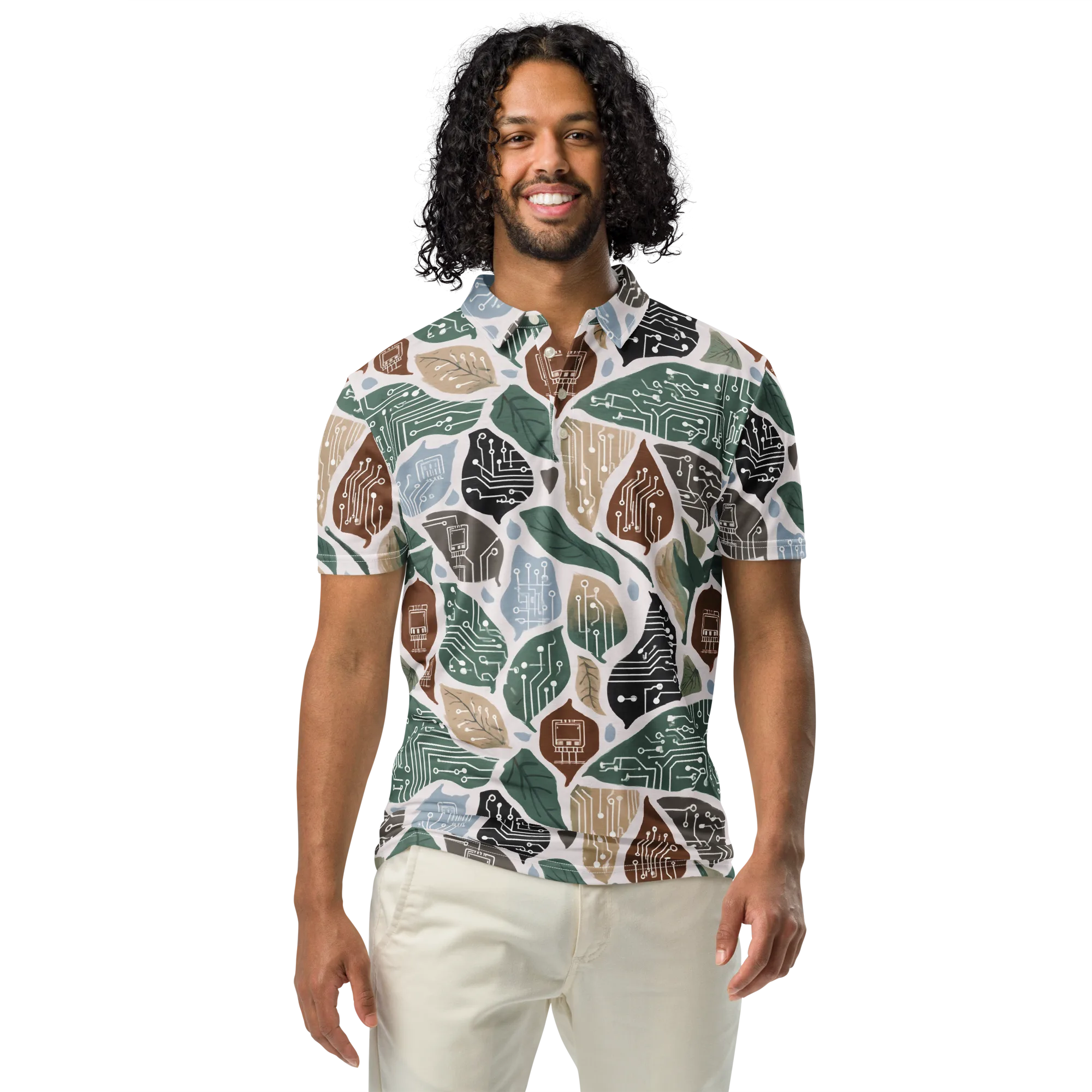Botanical Logic on Men's Slim Fit Polo Shirt — Front
