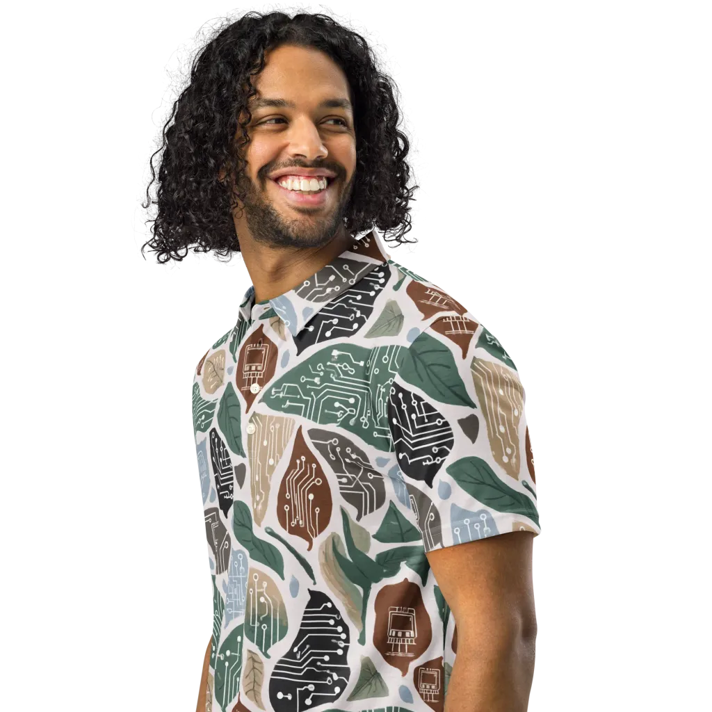 Botanical Logic on Men's Slim Fit Polo Shirt — Left Front