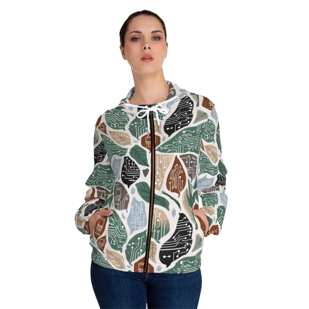 Botanical Logic on Women's Full-Zip Hoodie — Front On Person