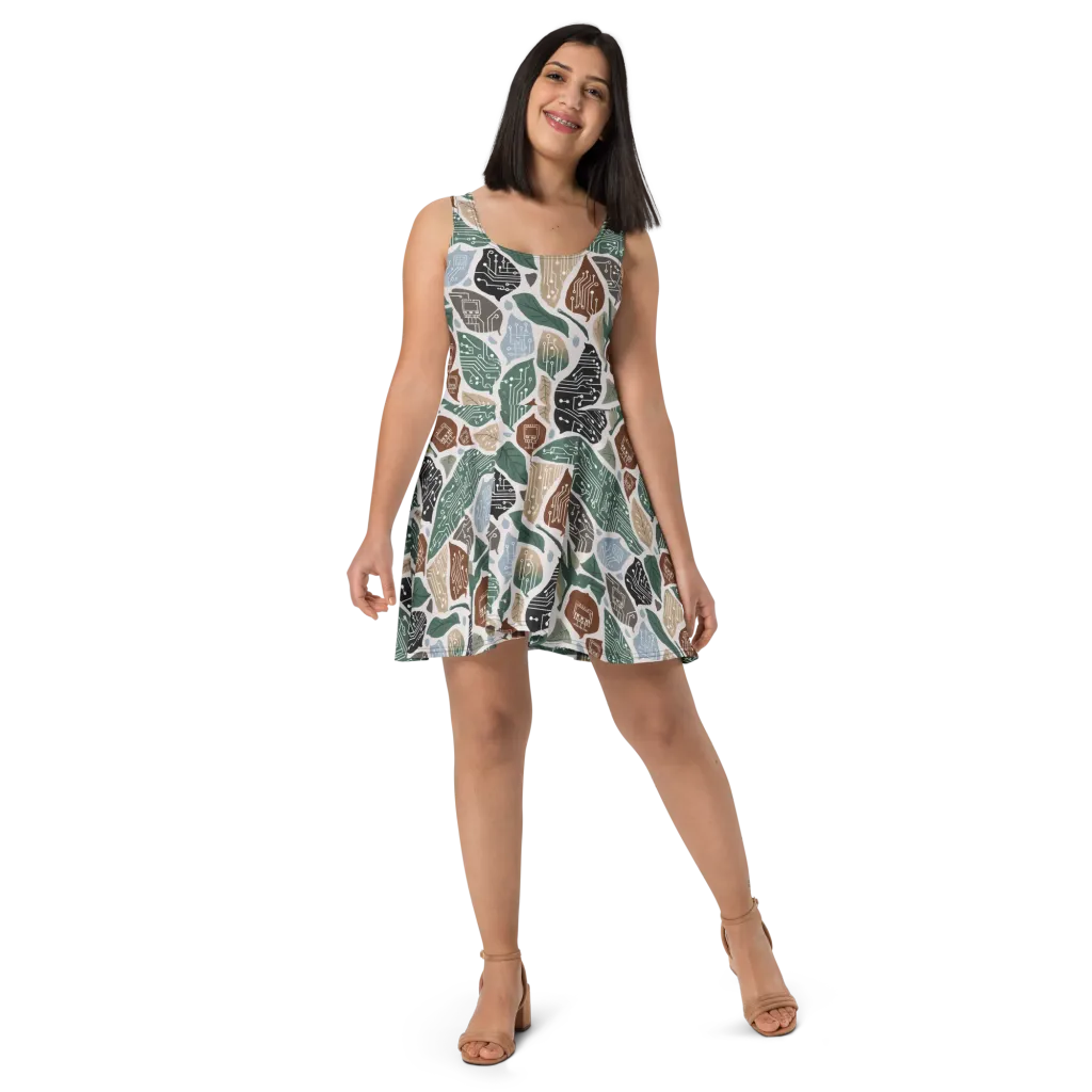 Botanical Logic on Skater Dress — Front