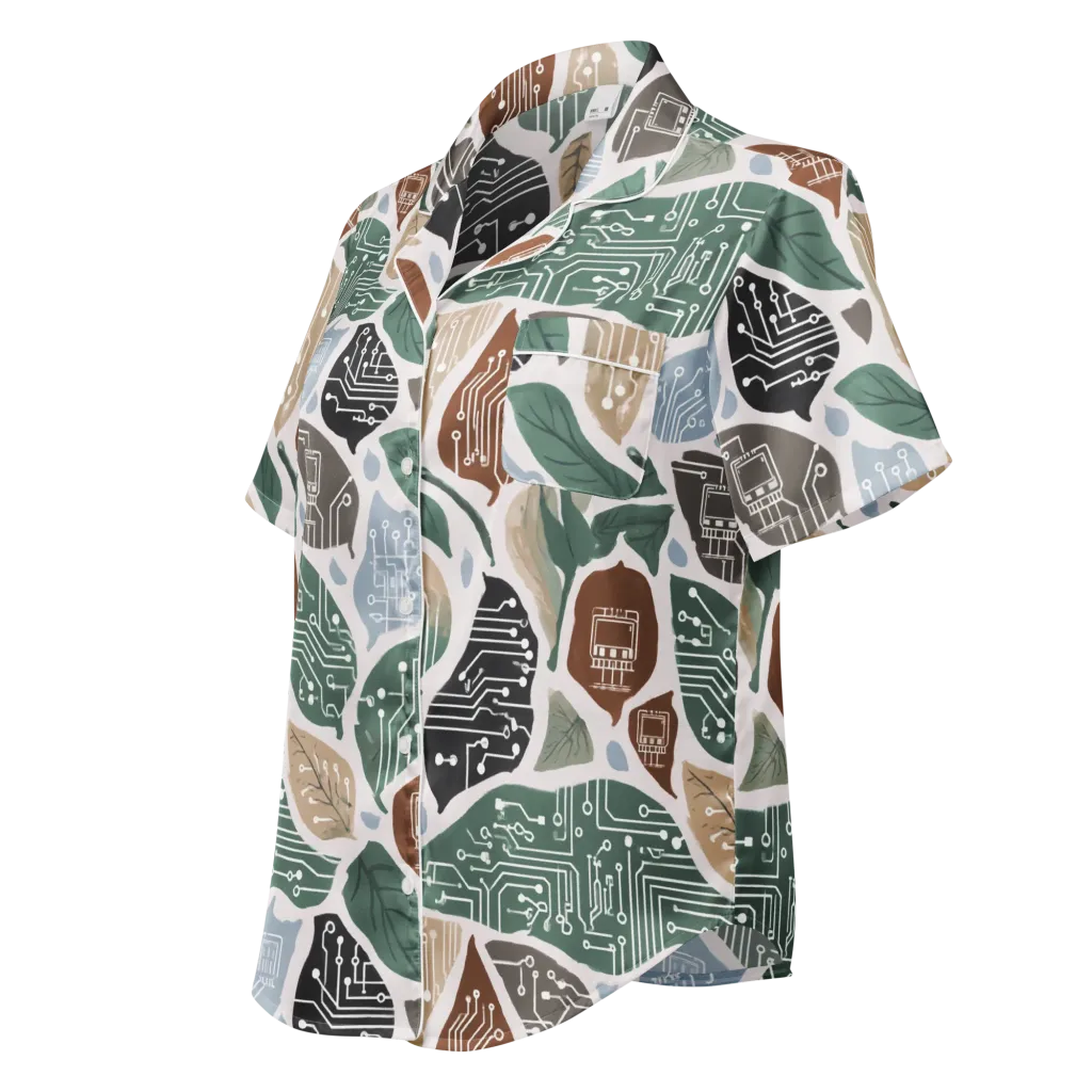 Botanical Logic on Women's Short Sleeve Pajama Top — Left Front