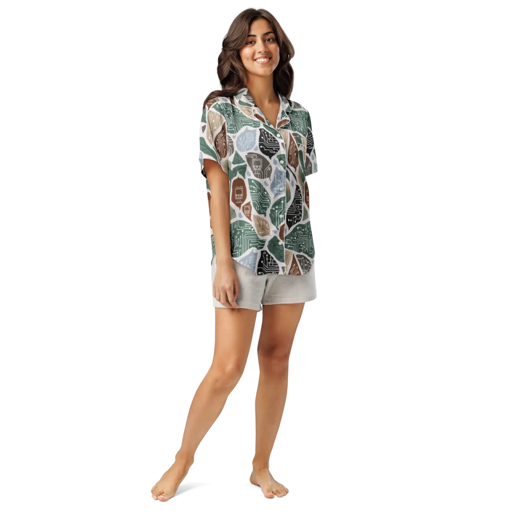 Botanical Logic on Women's Short Sleeve Pajama Top — Front