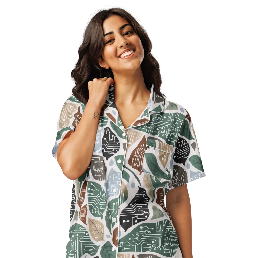 Botanical Logic on Women's Short Sleeve Pajama Top — Front