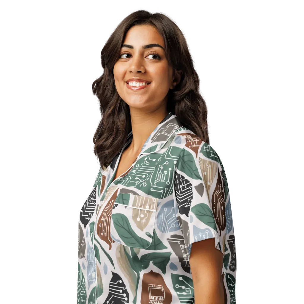 Botanical Logic on Women's Short Sleeve Pajama Top — Left Front