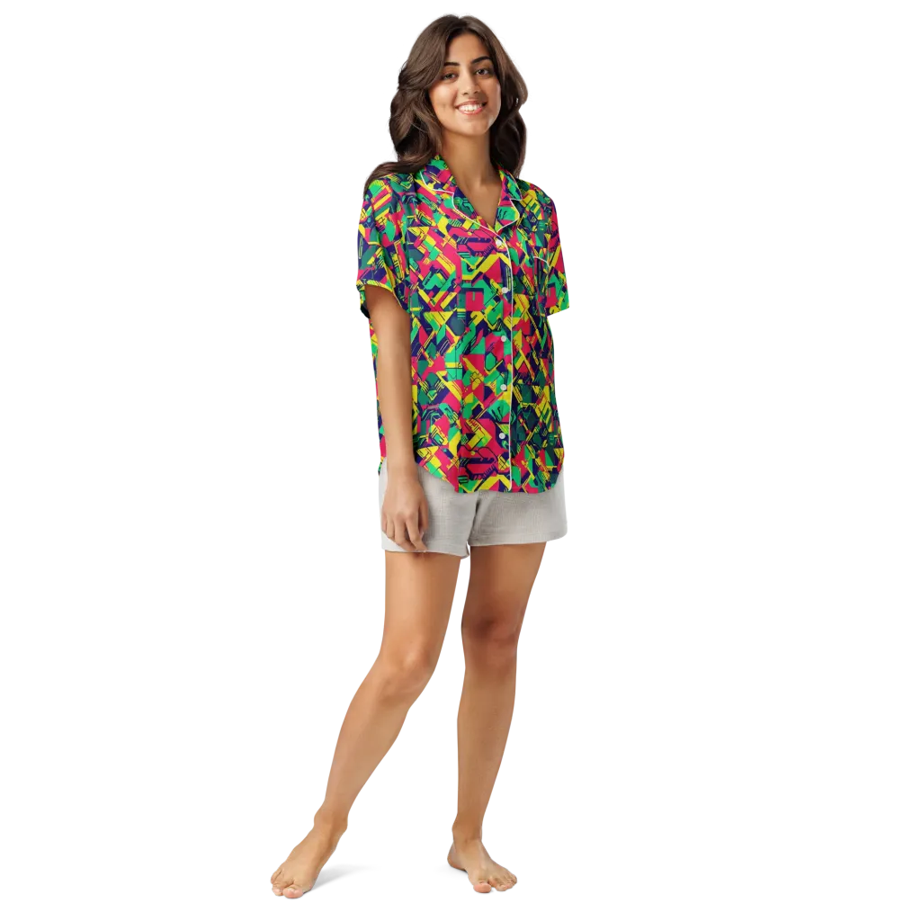 Hypercolor Relay on Women's Short Sleeve Pajama Top — Front