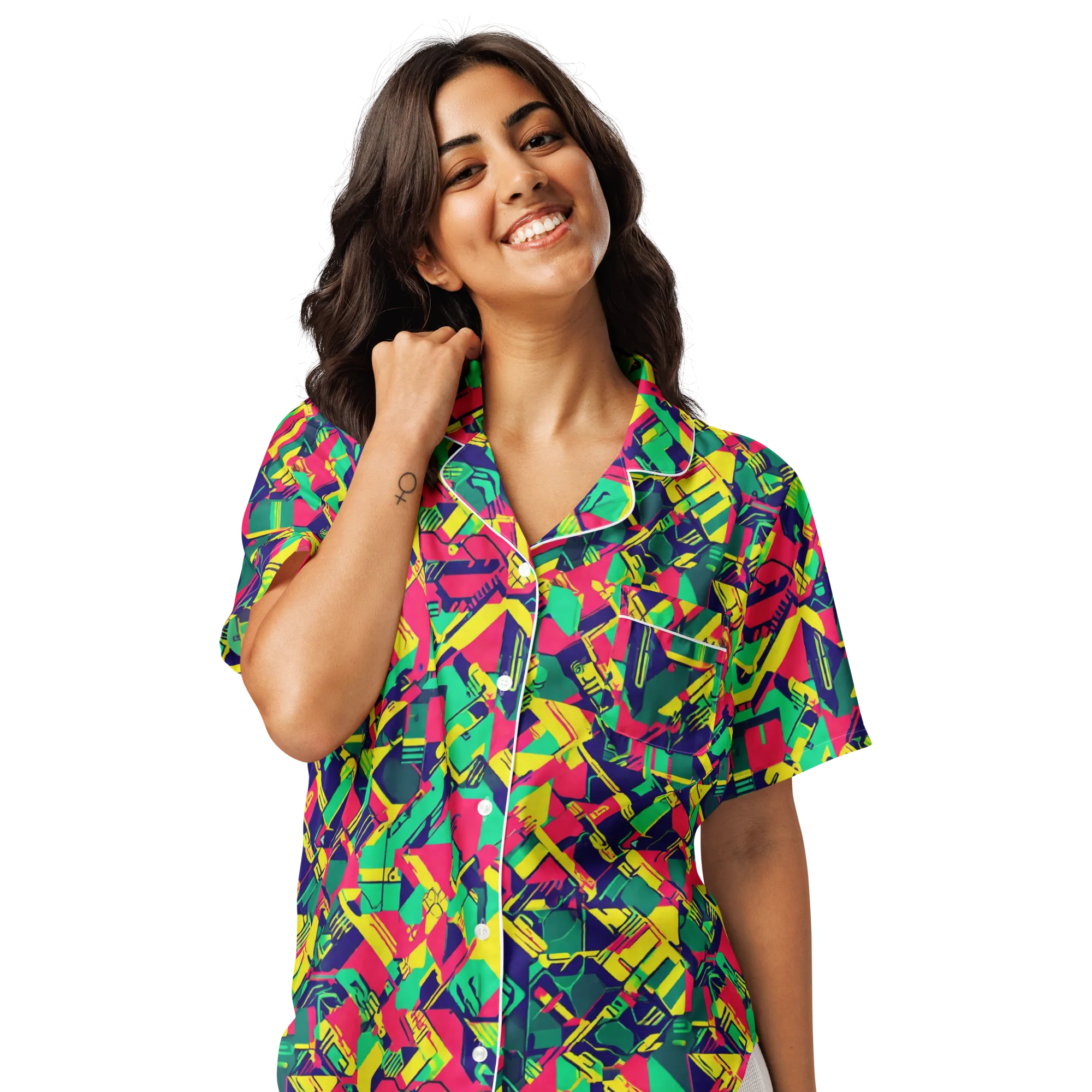 Hypercolor Relay on Women's Short Sleeve Pajama Top — Front