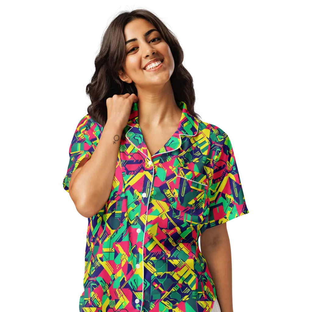 Hypercolor Relay on Women's Short Sleeve Pajama Top — Front