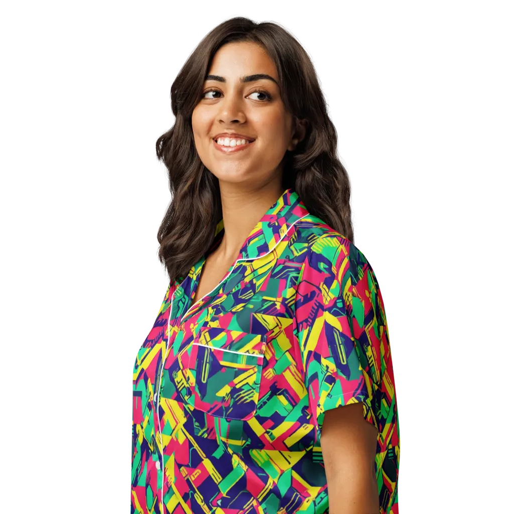 Hypercolor Relay on Women's Short Sleeve Pajama Top — Left Front