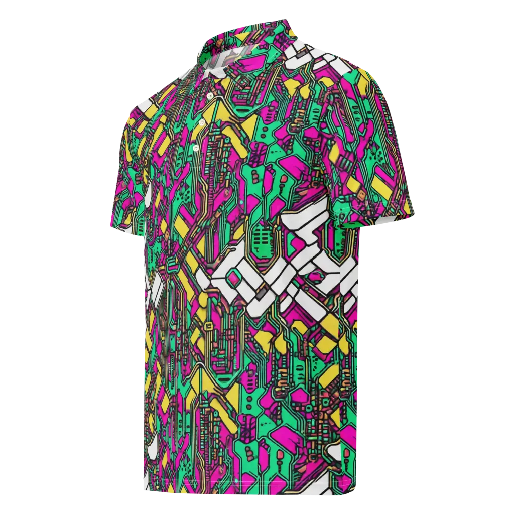 Synthwave Wiring on Men's Slim Fit Polo Shirt — Left Front