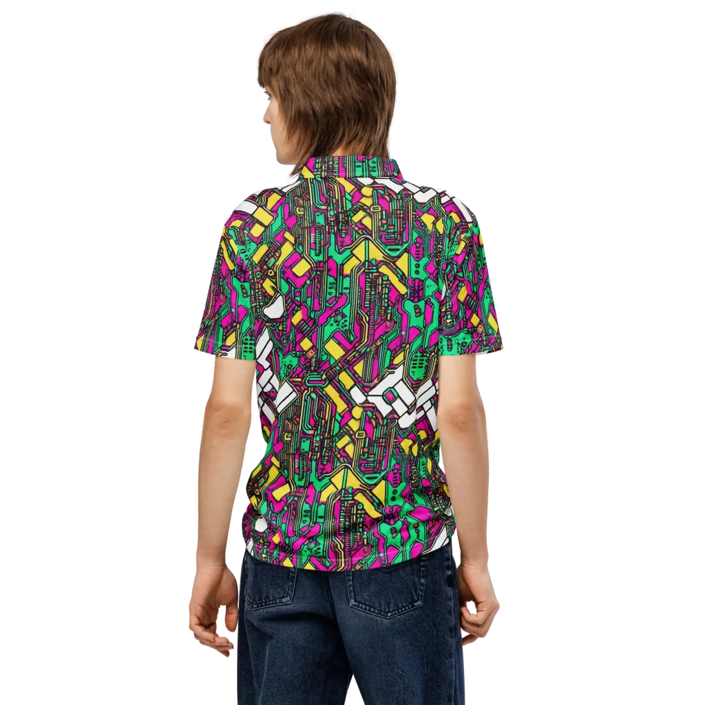 Synthwave Wiring on Men's Slim Fit Polo Shirt — Back