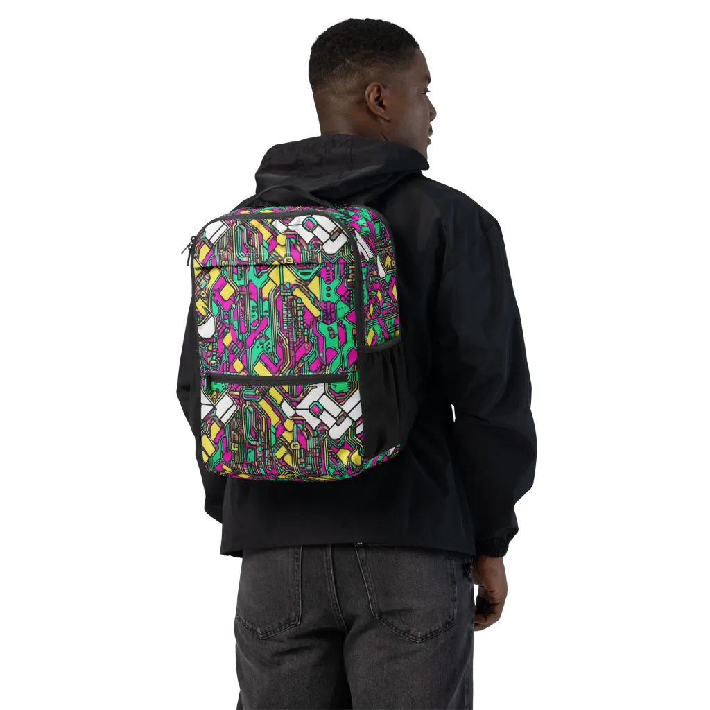 Synthwave Wiring on Utility Backpack — Back