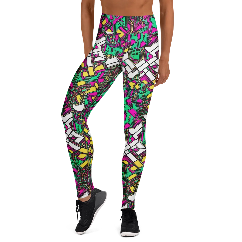 Synthwave Wiring on Yoga Leggings — Front