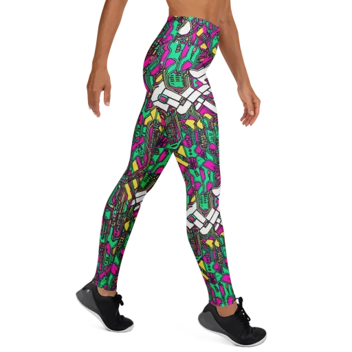 Synthwave Wiring on a Yoga Leggings