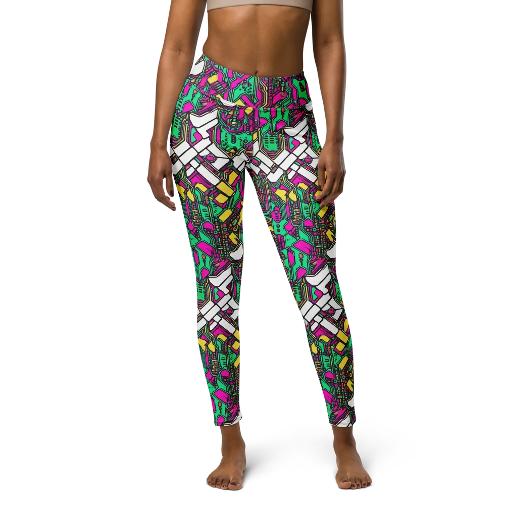 Synthwave Wiring on Yoga Leggings — Front