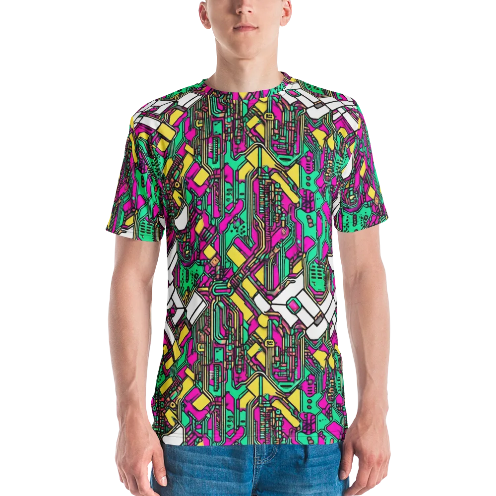 Synthwave Wiring on Men's Crew Neck T-Shirt — Front