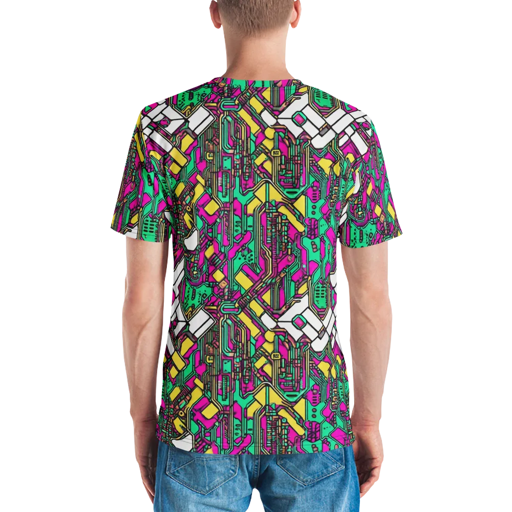 Synthwave Wiring on Men's Crew Neck T-Shirt — Back
