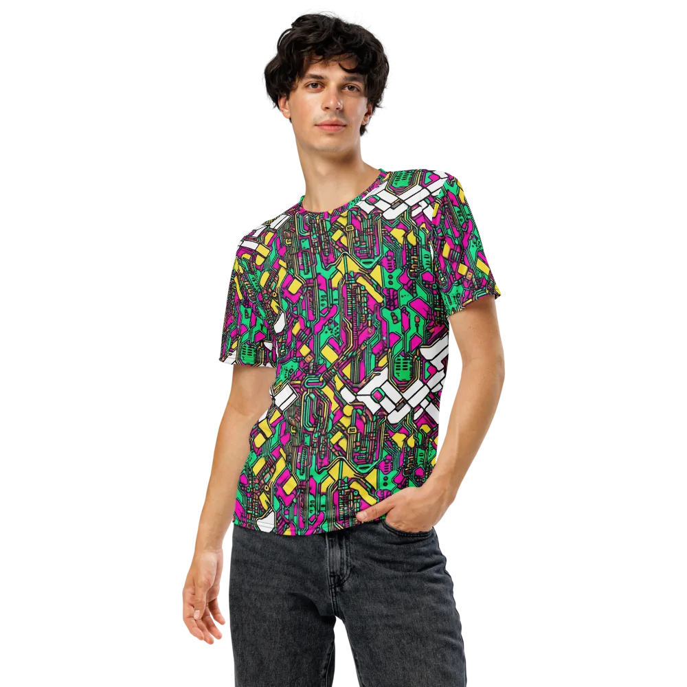 Synthwave Wiring on Men's Crew Neck T-Shirt — Front