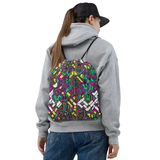 Synthwave Wiring on a Drawstring Bag