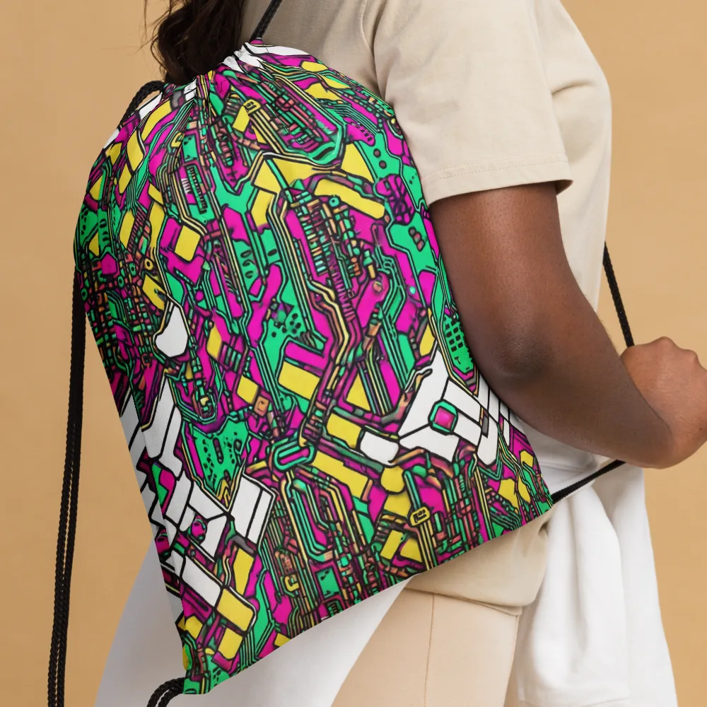 Synthwave Wiring on Drawstring Bag — Front