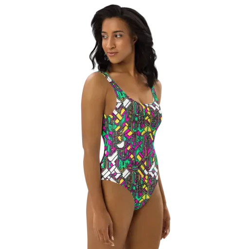 Synthwave Wiring on a One-Piece Swimsuit