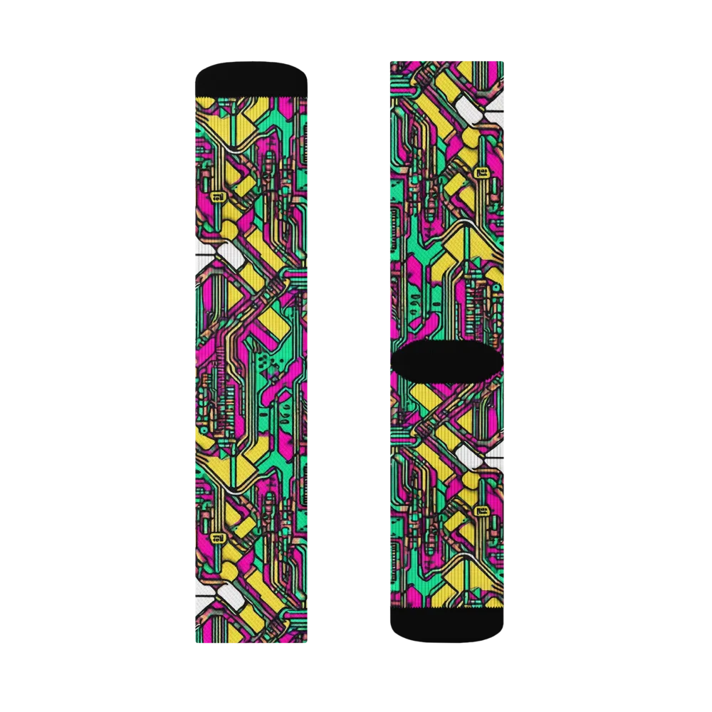 Synthwave Wiring on Socks — Right Sock