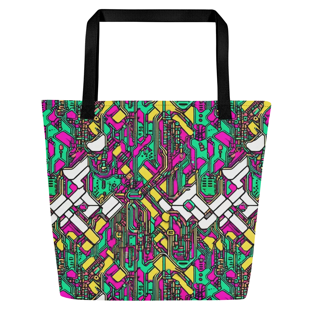 Synthwave Wiring on Large Tote Bag W/ Pocket — Front