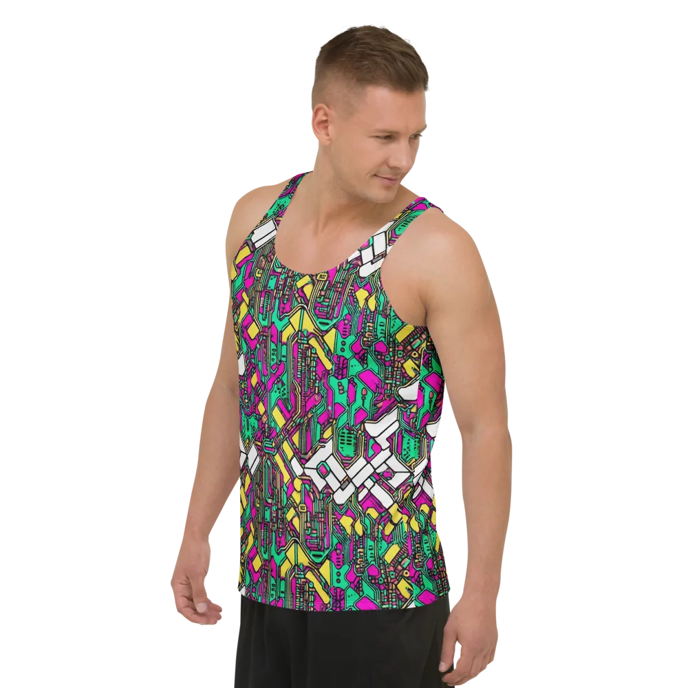 Synthwave Wiring on Men's Tank Top — Left Front