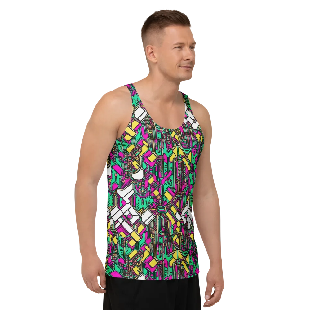 Synthwave Wiring on Men's Tank Top — Right Front