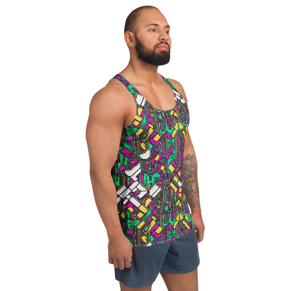 Synthwave Wiring on Men's Tank Top — Right Front