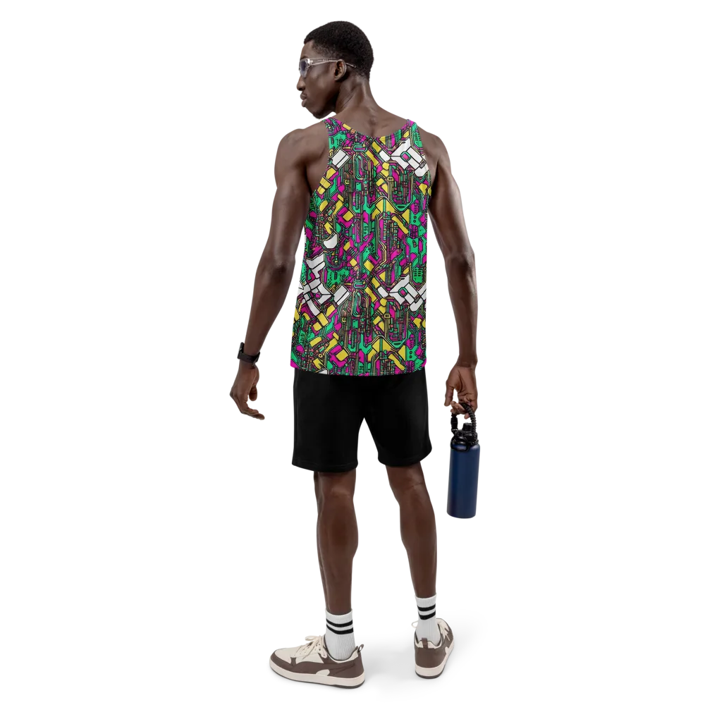 Synthwave Wiring on Men's Tank Top — Back