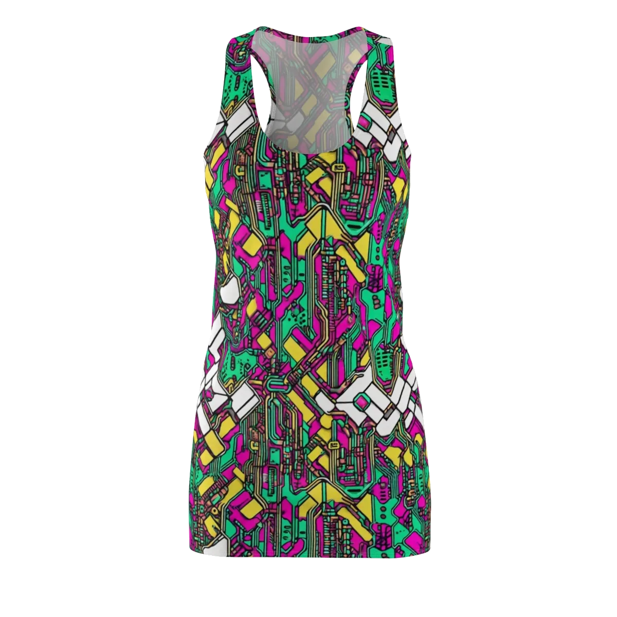 Synthwave Wiring on Racerback Dress — Front