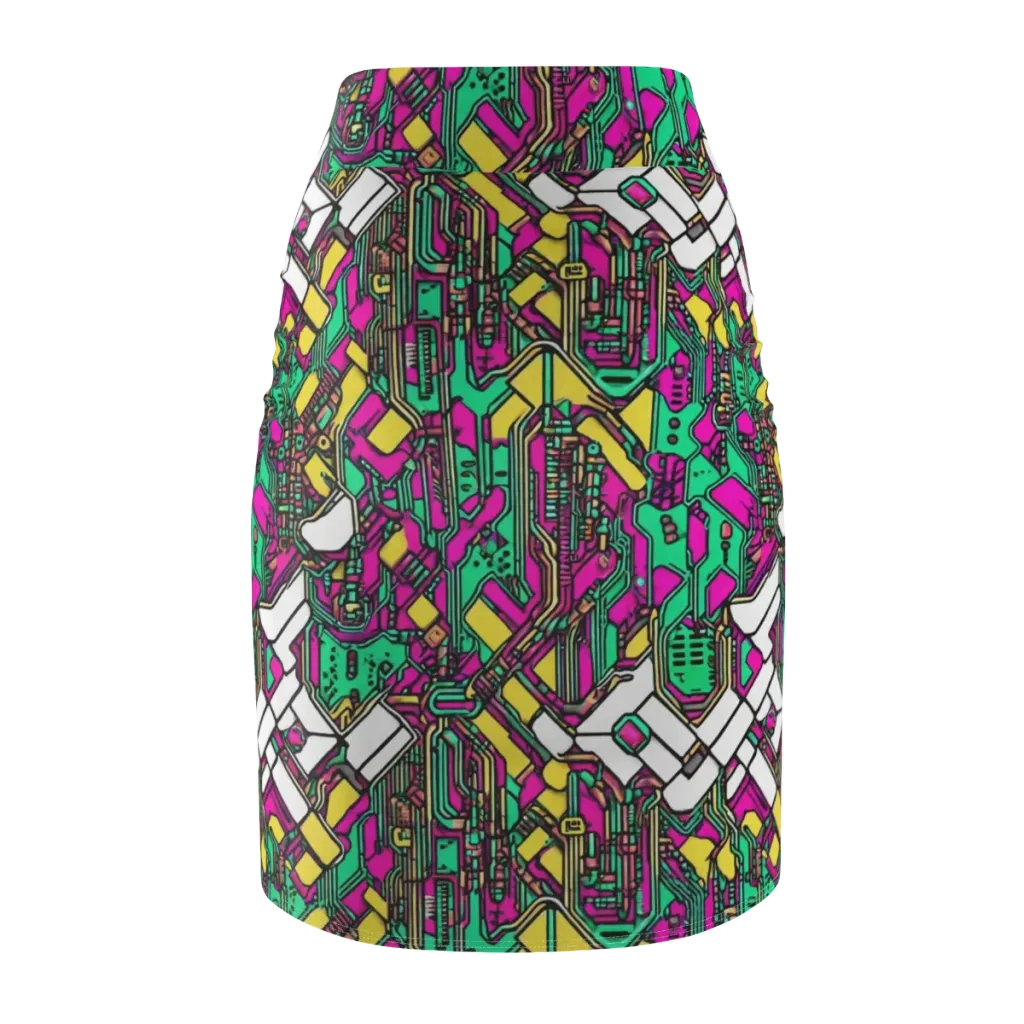 Synthwave Wiring on Pencil Skirt — Back