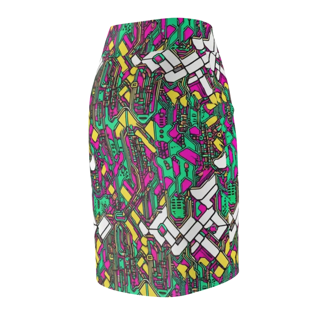 Synthwave Wiring on Pencil Skirt — Back Side