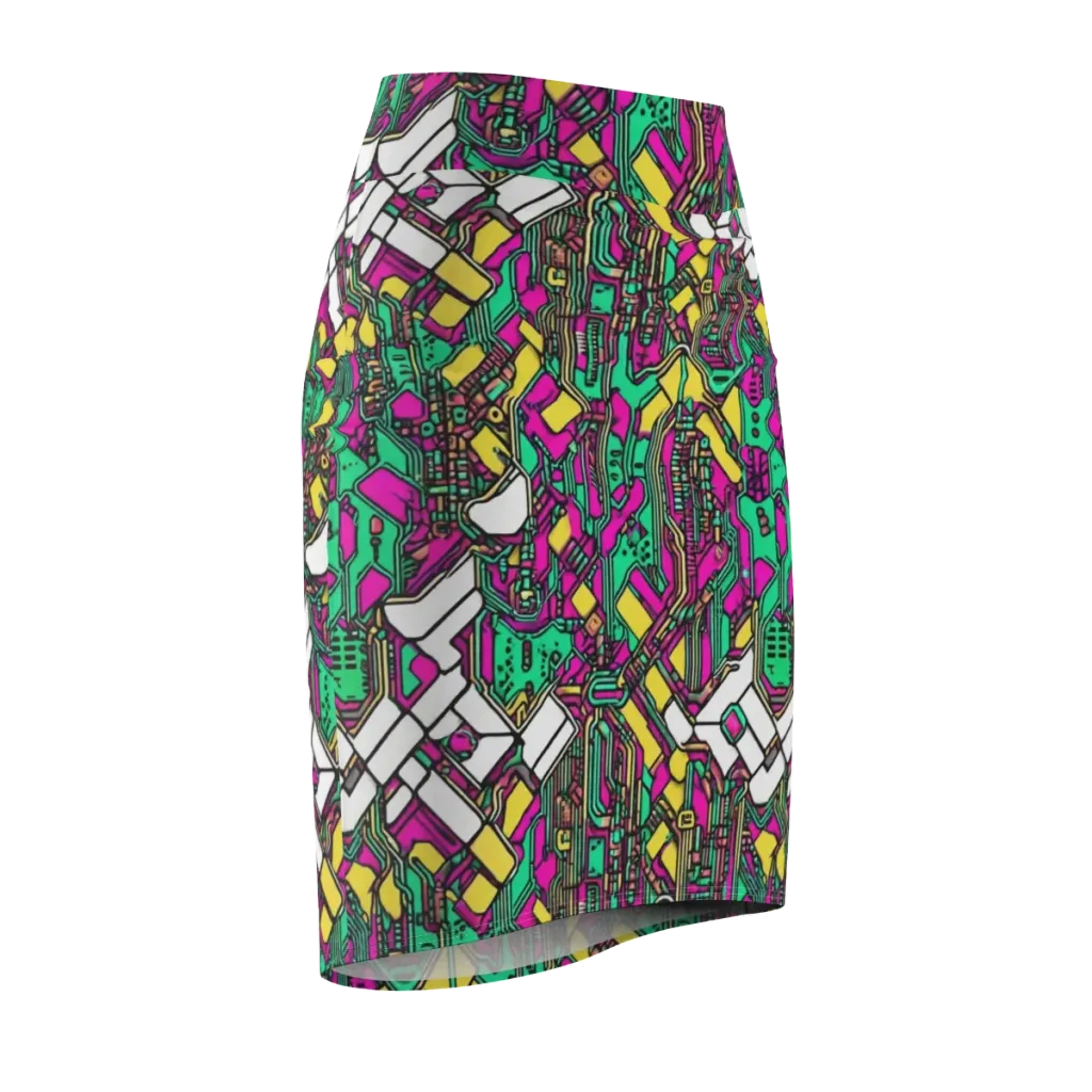 Synthwave Wiring on Pencil Skirt — Front Side