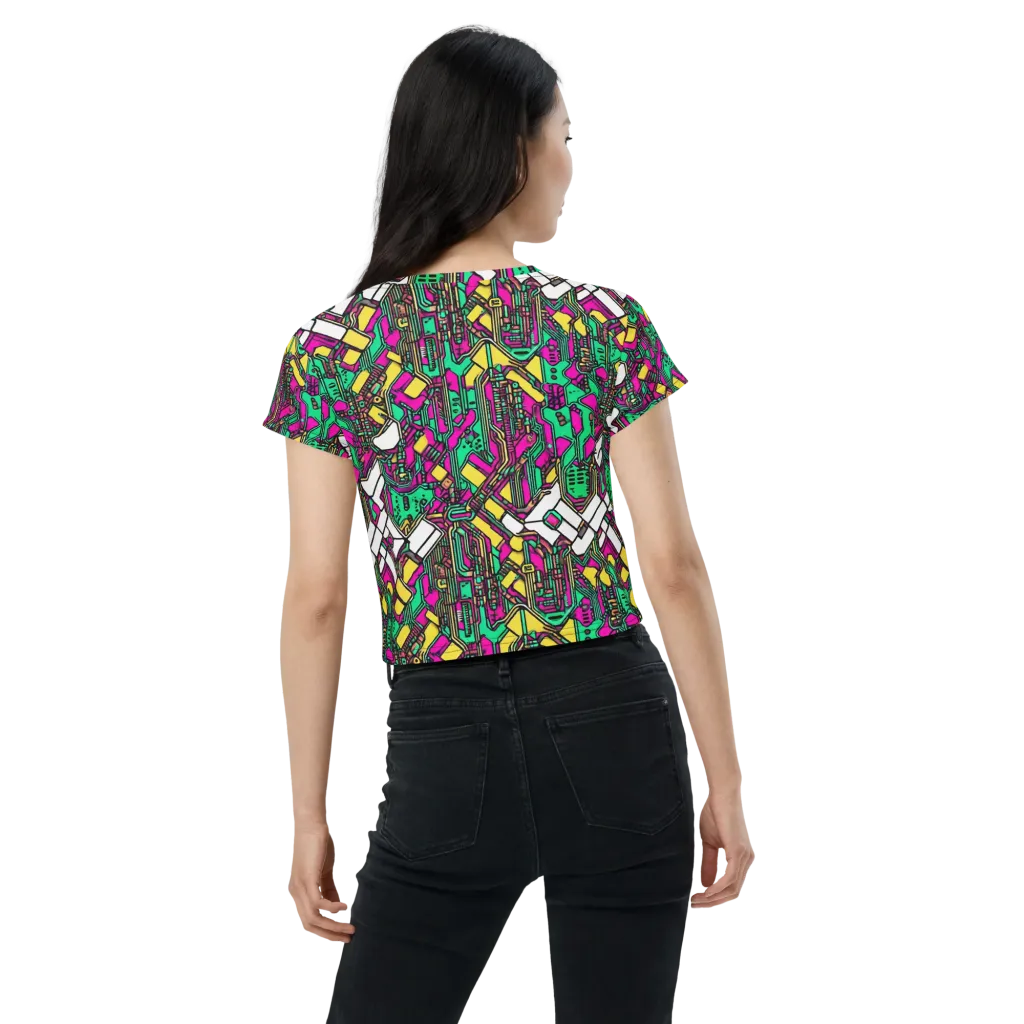 Synthwave Wiring on Crop Tee — Back