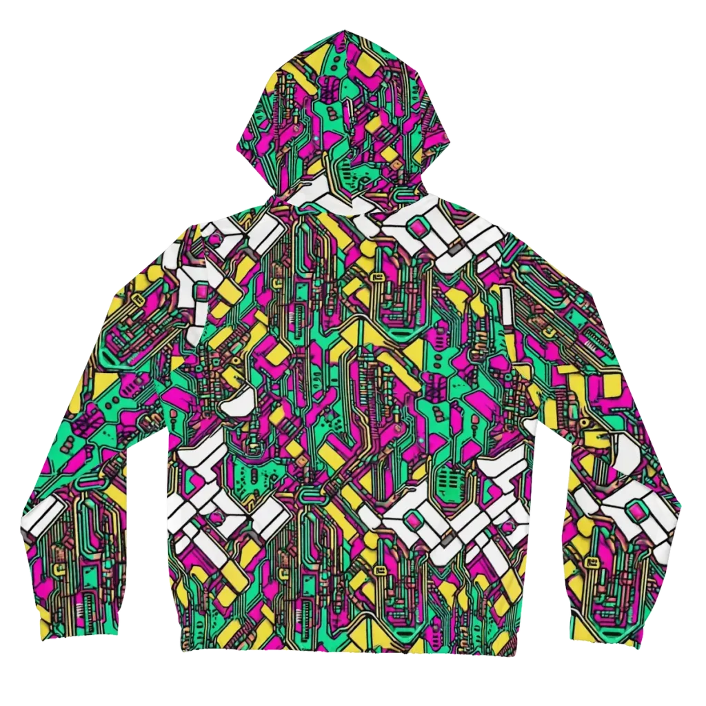 Synthwave Wiring on Women's Full-Zip Hoodie — Back